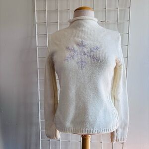 ST JOHNS BAY Mock Turtle Sweater Sequin Embellished Snowflake